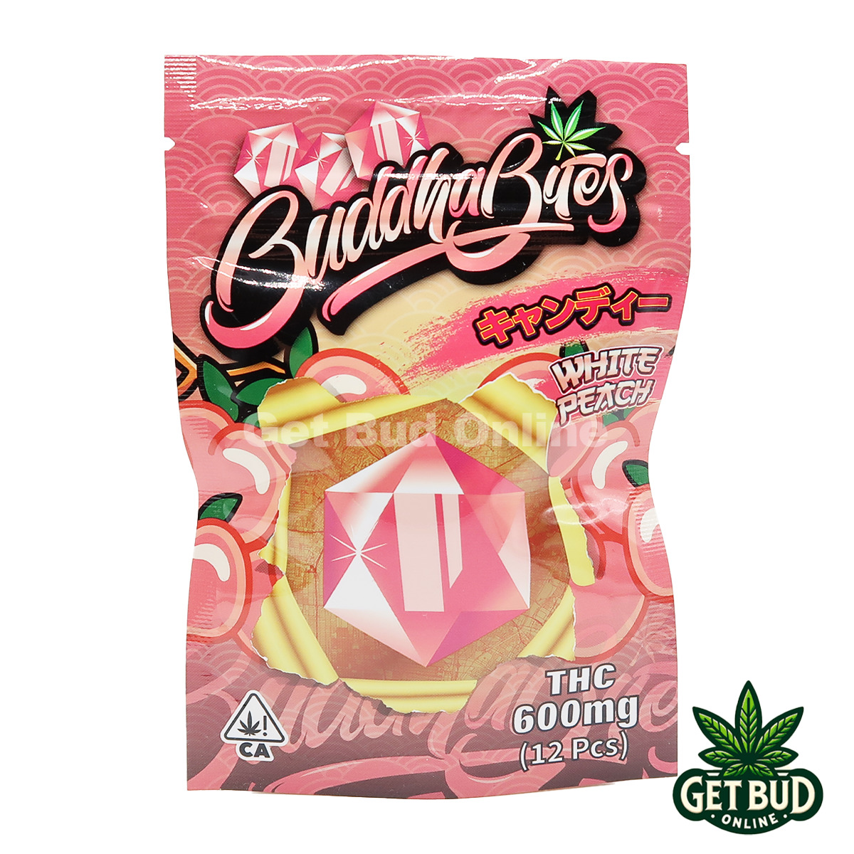 Buddha Bites THC Infused Gummies 600mg - White Peach