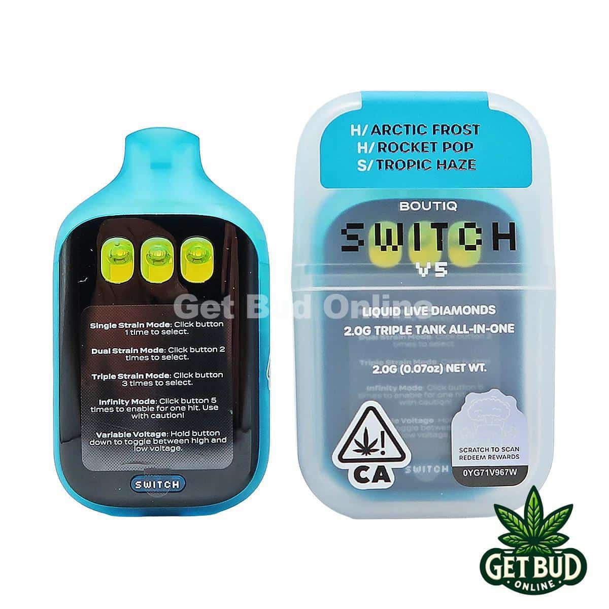 Boutiq Switch V5 2g Disposable Vape - Arctic Frost + Rocket Pop + Tropic Haze
