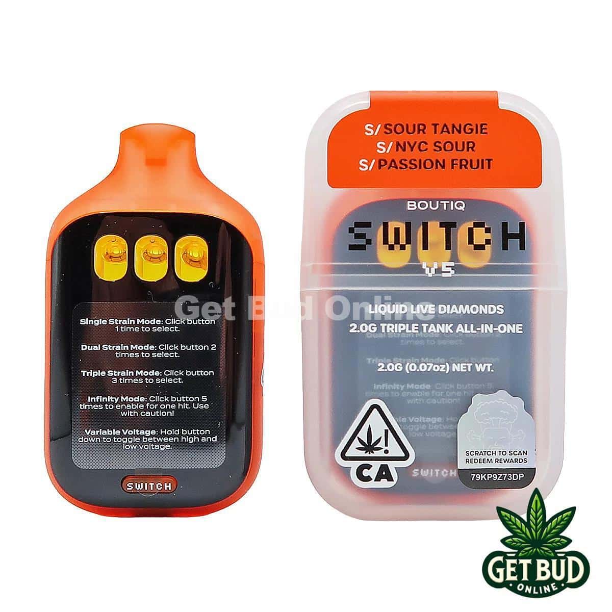 Boutiq Switch V5 2g Disposable Vape - Sour Tangie + NYC Sour + Passion Fruit