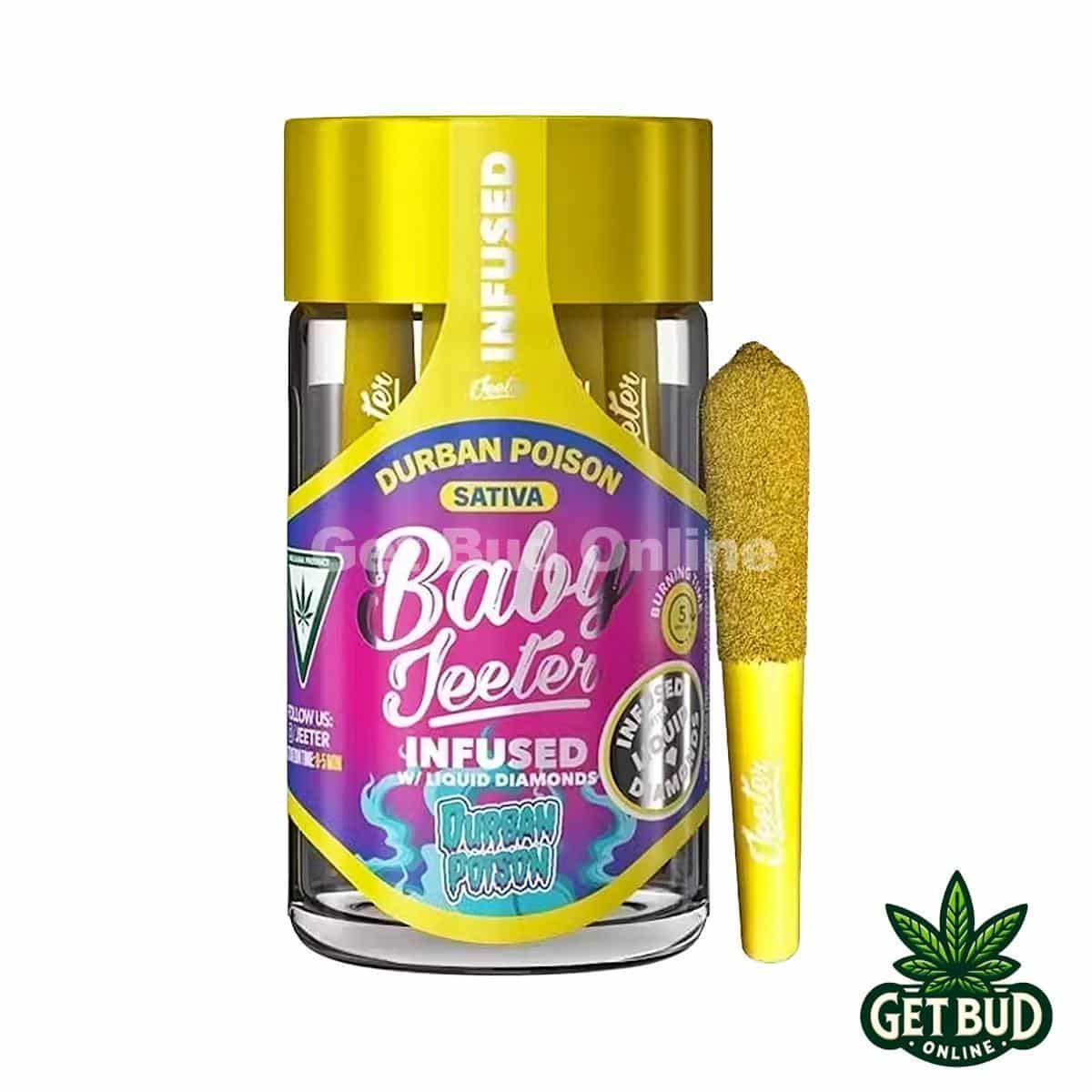 Baby Jeeter 2.5g Diamond & Kief Infused Pre-Rolls - Durban Poison