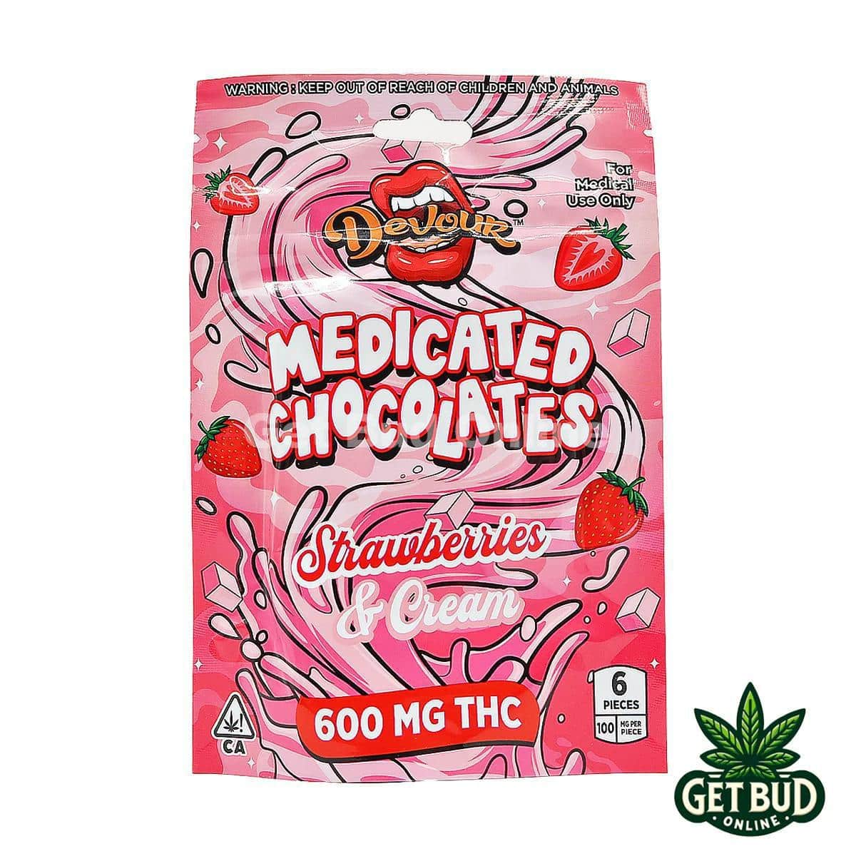 Devour 600mg THC Medicated Chocolates - Strawberries & Cream