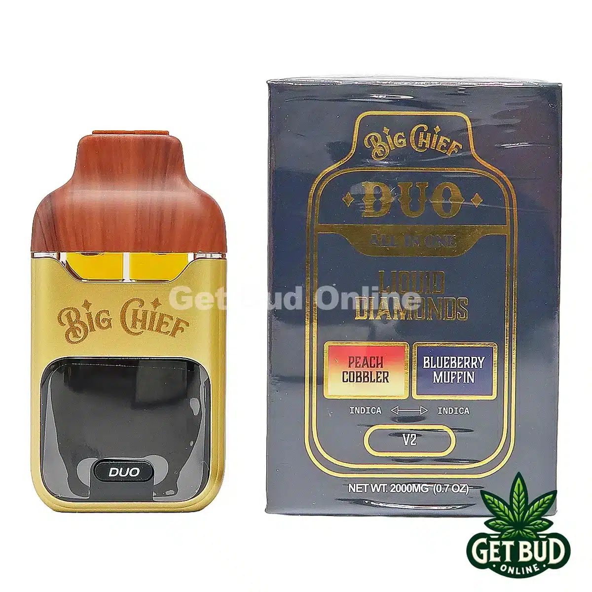 Big Chief Duo 2g All-In-One Disposable Vape - Peach Cobbler + Blueberry Muffin