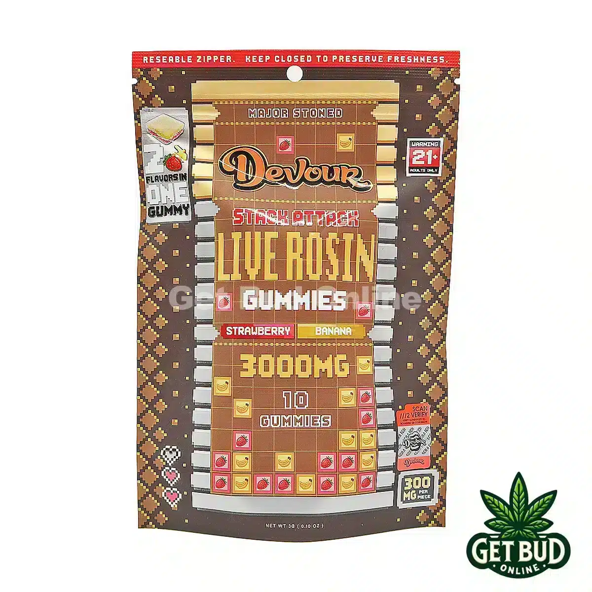 Devour Live Rosin 3000mg Gummies - Strawberry + Banana