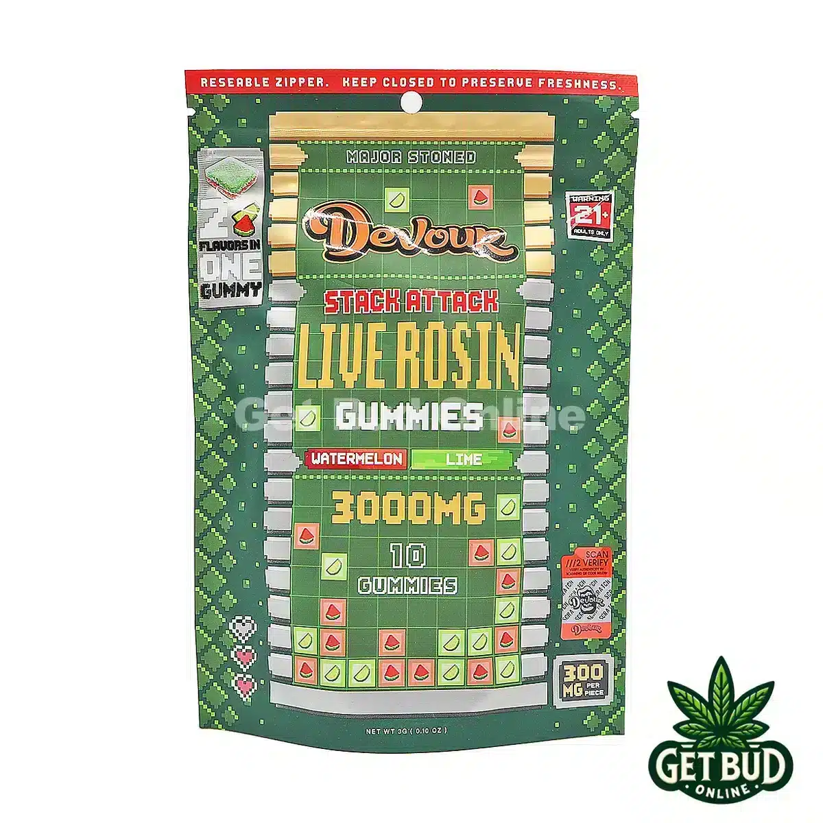 Devour Live Rosin 3000mg Gummies - Watermelon + Lime