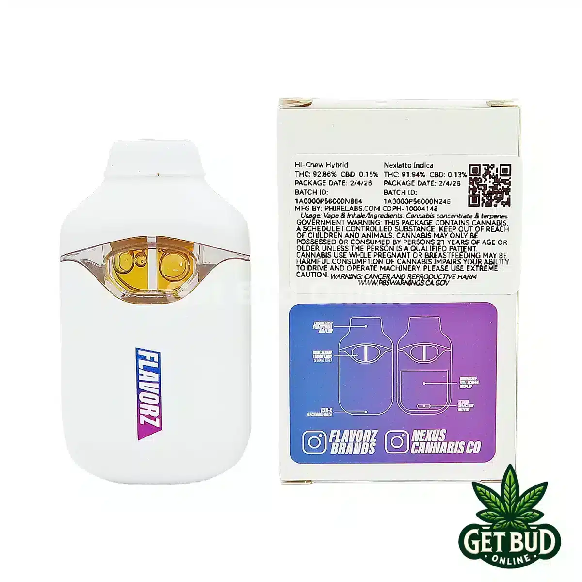 Flavorz Duoz 2g Disposable Vape - High Chew + Nexlatto