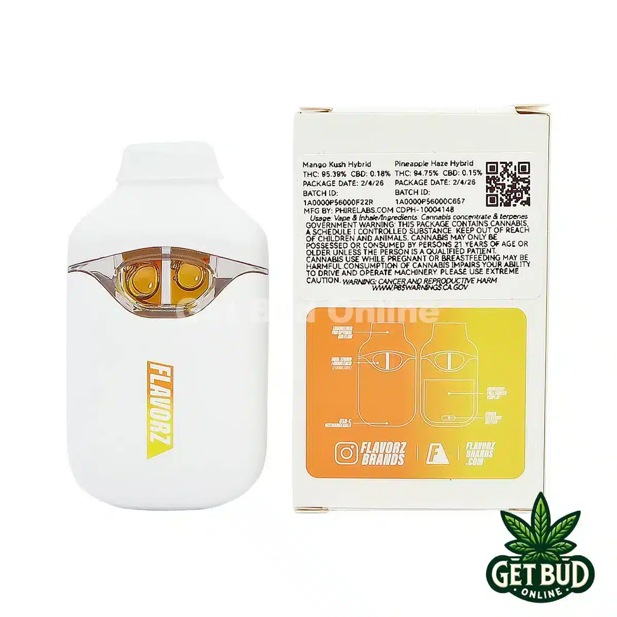 Flavorz Duoz 2g Disposable Vape - Mango Kush + Pineapple Haze