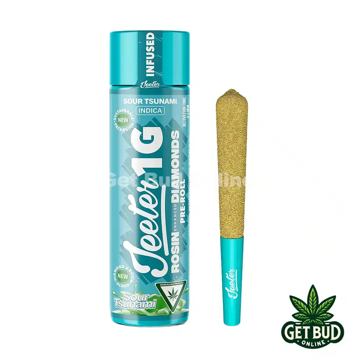 Jeeter 1g Rosin Enhanced Diamonds Pre-Rolled Joint - Sour Tsunami