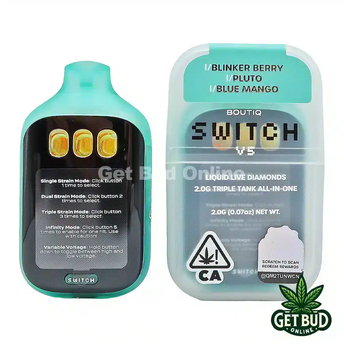 Boutiq Switch V5 2g Disposable Vape - Blinker Berry + Pluto + Blue Mango