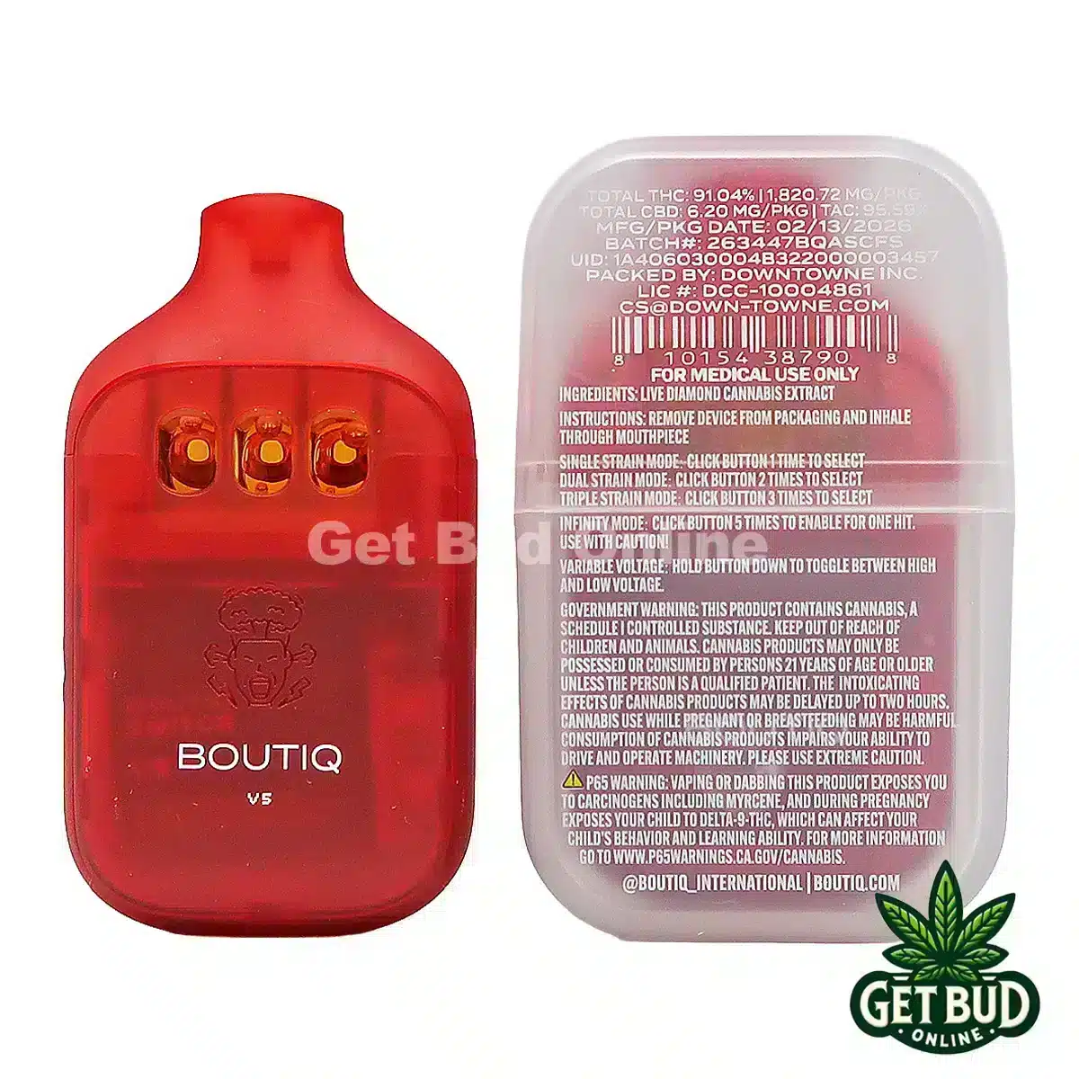 Boutiq Switch V5 2g Disposable Vape - Cherry Gelato + Fruit Stripe + Straw-Tangie