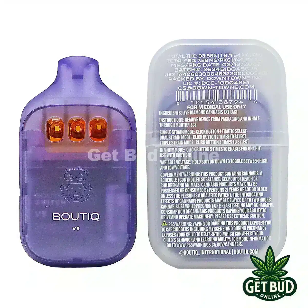 Boutiq Switch V5 2g Disposable Vape - Grape Ape + Jelly Roll + Rainbow Belts