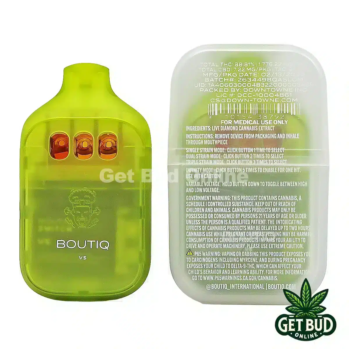 Boutiq Switch V5 2g Disposable Vape - Lemon Stripes + OZK + Mango Kush