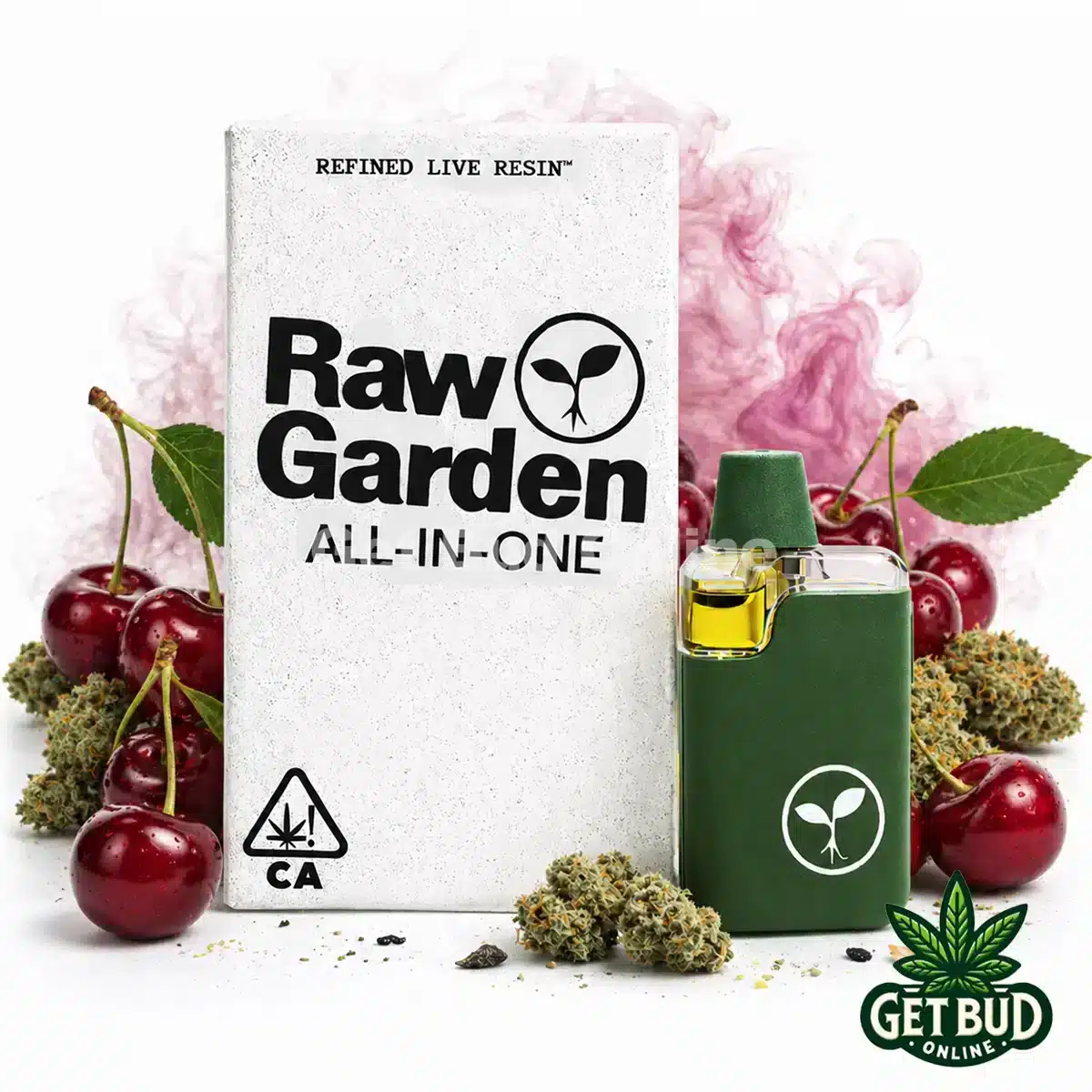 Raw Garden AIO- Cherry Kush Breath Raw Garden 1g Live Resin Disposable Vape - Cherry Kush Breath - Image 1
