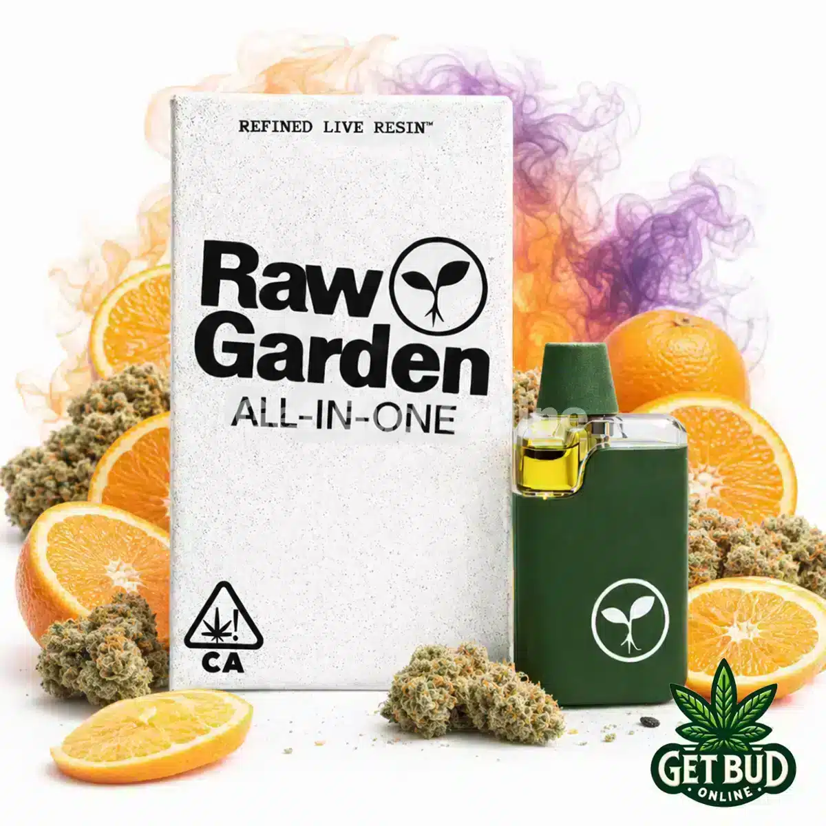 Raw Garden AIO- Orange Runtz Raw Garden 1g Live Resin Disposable Vape - Orange Runtz - Image 1