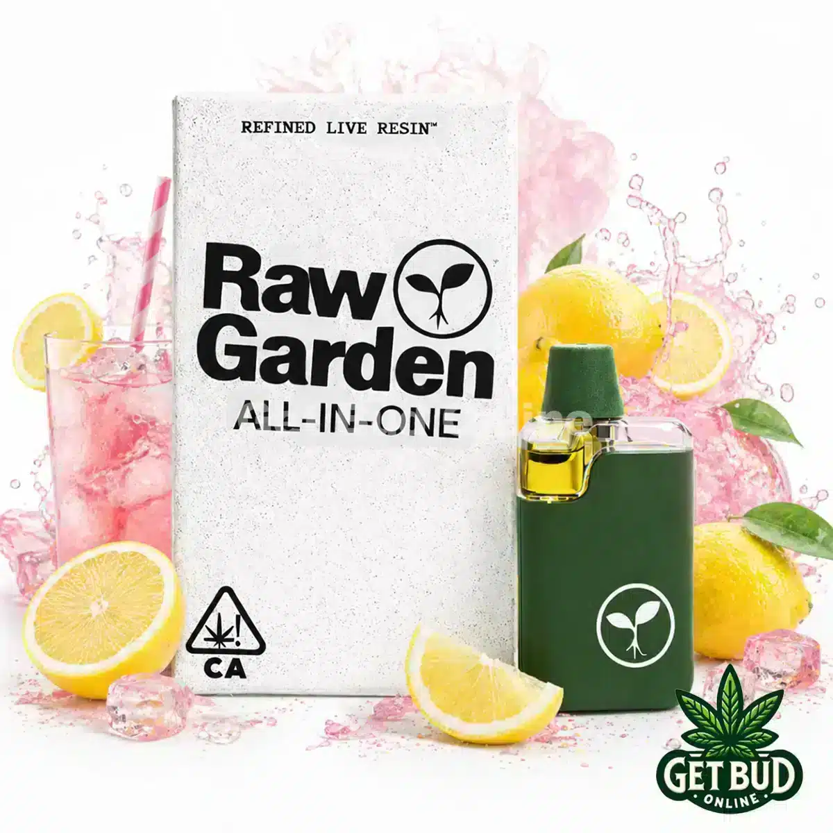 Raw Garden AIO- Pink Lemonade Raw Garden 1g Live Resin Disposable Vape - Pink Lemonade - Image 1