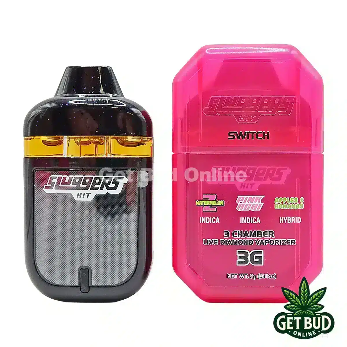 Sluggers Hit 3g- Watermelon Z Pink Acai Apples & Bananas IIH Sluggers Hit Switch 3g DIsposable Vape - Watermelon Z + Pink Acai + Apples & Bananas