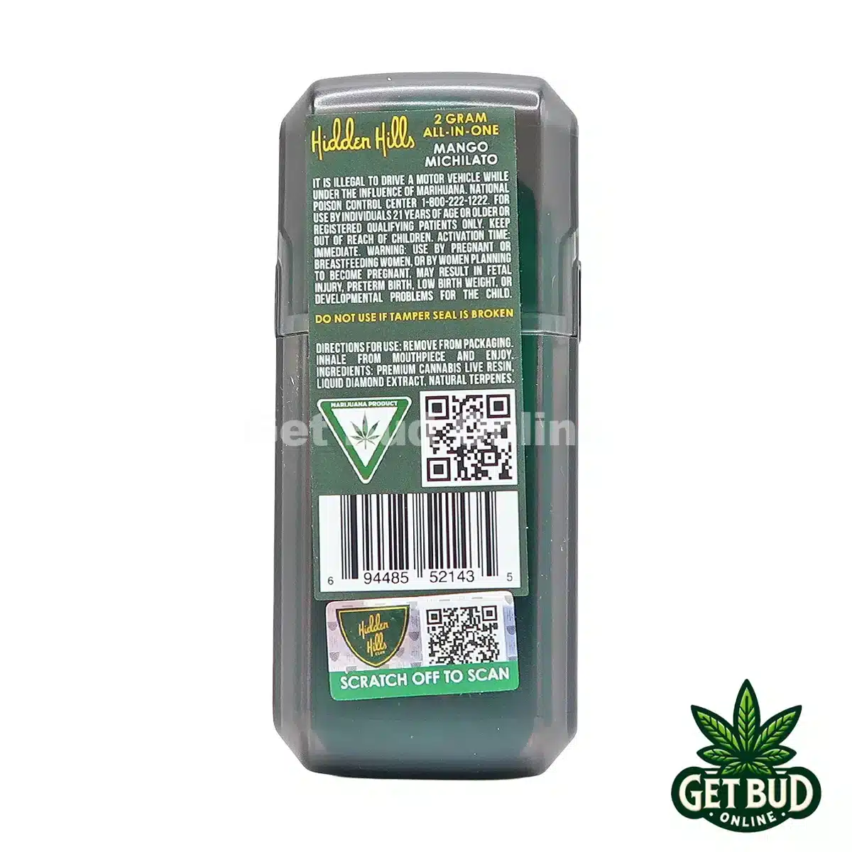 Hidden Hills 2g Disposable Vape - Mango Michilato