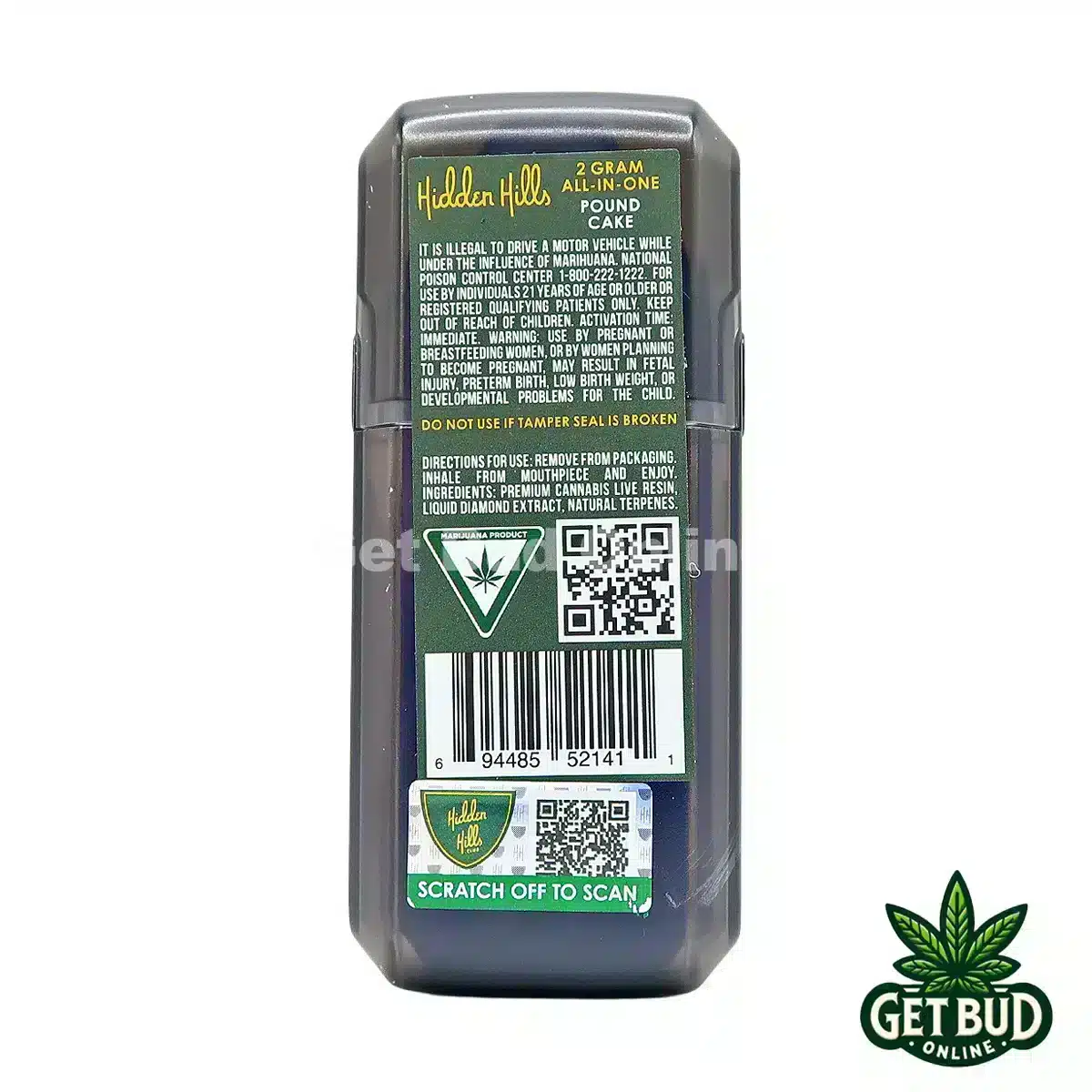 Hidden Hills 2g Disposable Vape - Pound Cake