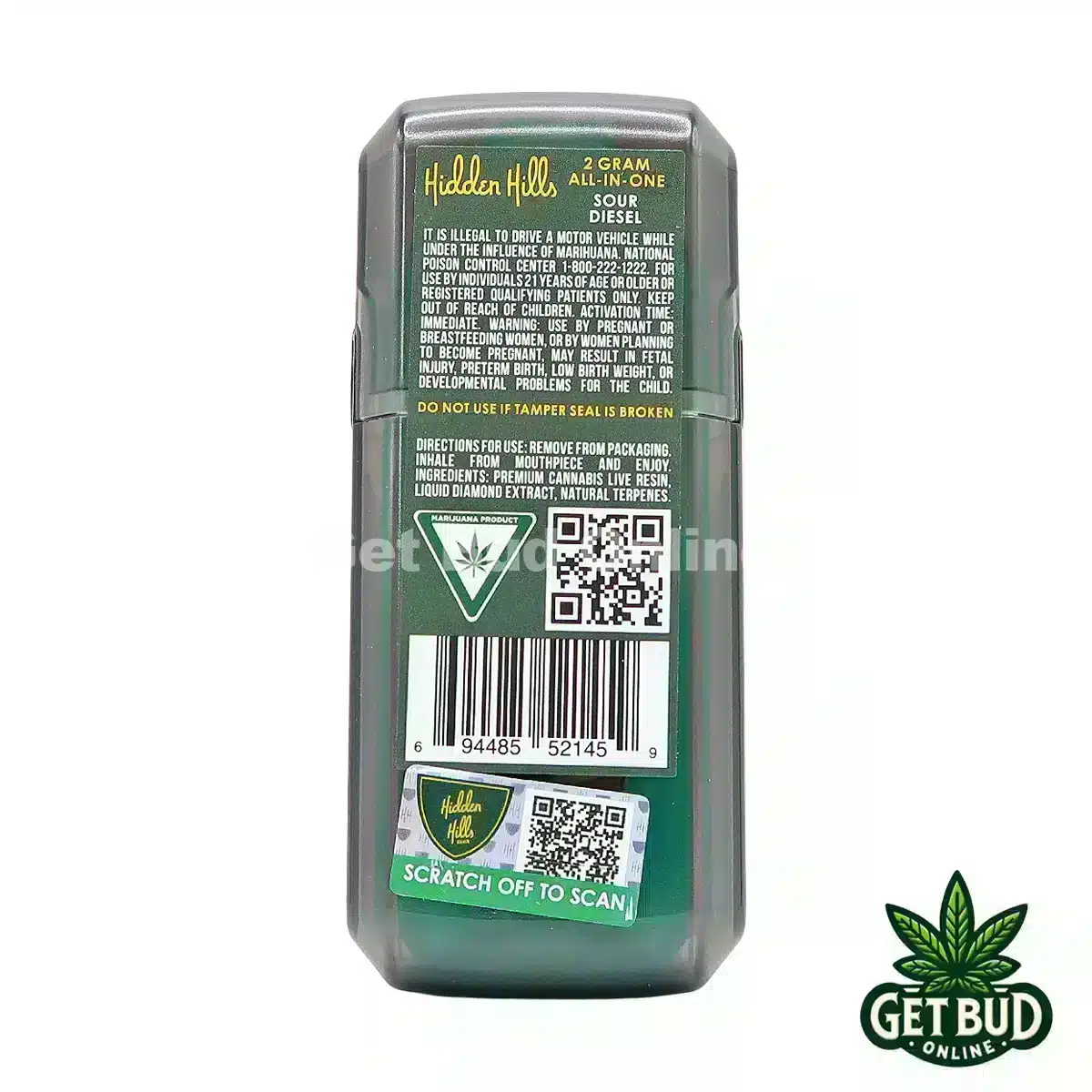 Hidden Hills 2g Disposable Vape - Sour Diesel