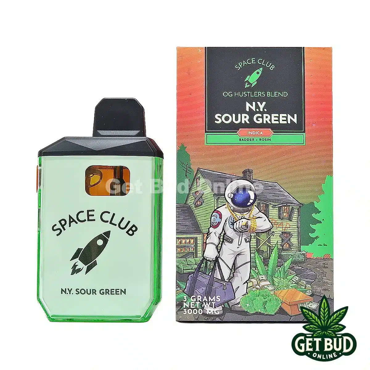 Space Club- NY Sour Green 1 Space Club 3g Hulk Bar (Badder + Rosin + Diamonds) Disposable Vape - Ny Sour Green