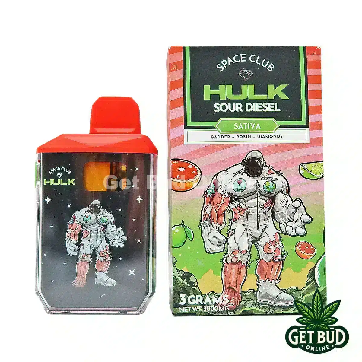 Space Club- Sour Diesel 1 Space Club 3g Hulk Bar (Badder + Rosin + Diamonds) Disposable Vape - Sour Diesel