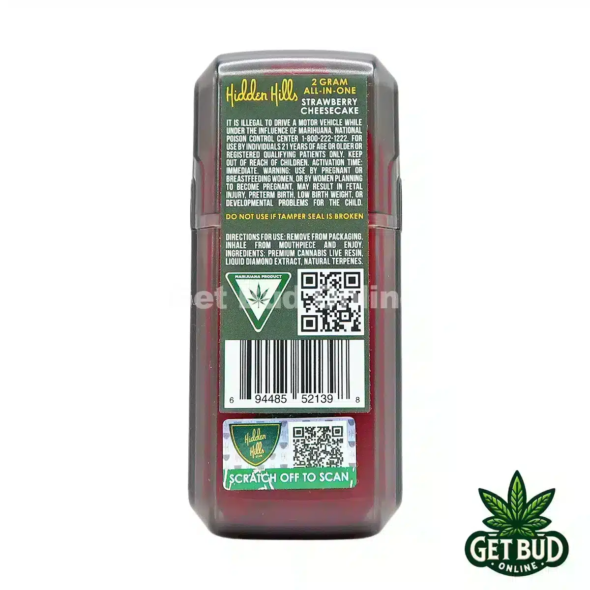 Hidden Hills 2g Disposable Vape - Strawberry Cheesecake