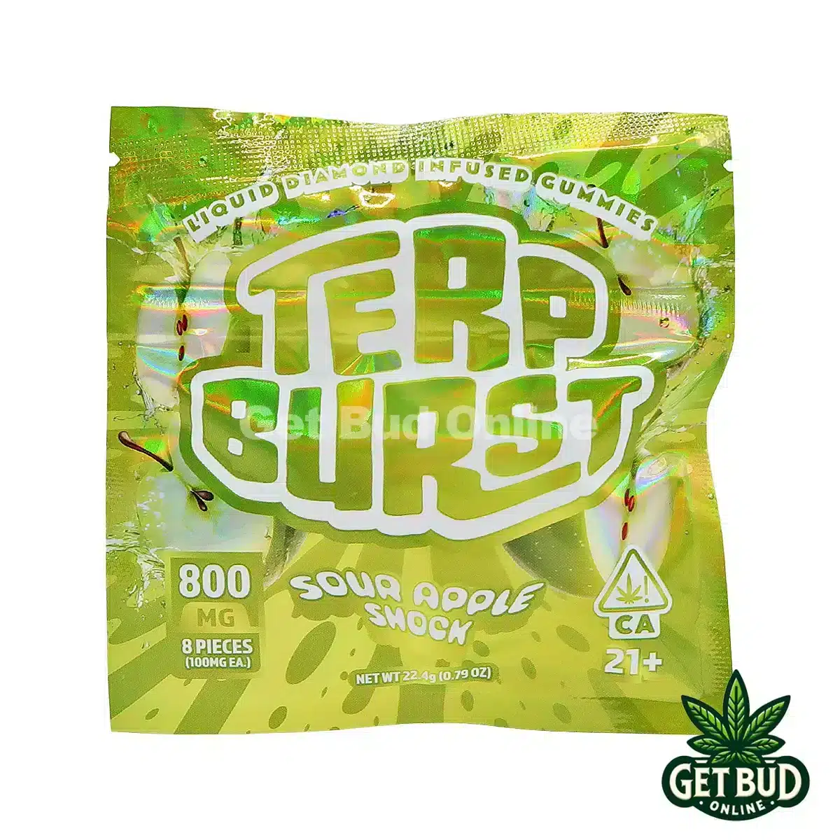 Terp Burst 800mg Liquid Diamond Infused Gummies - Sour Apple Shock