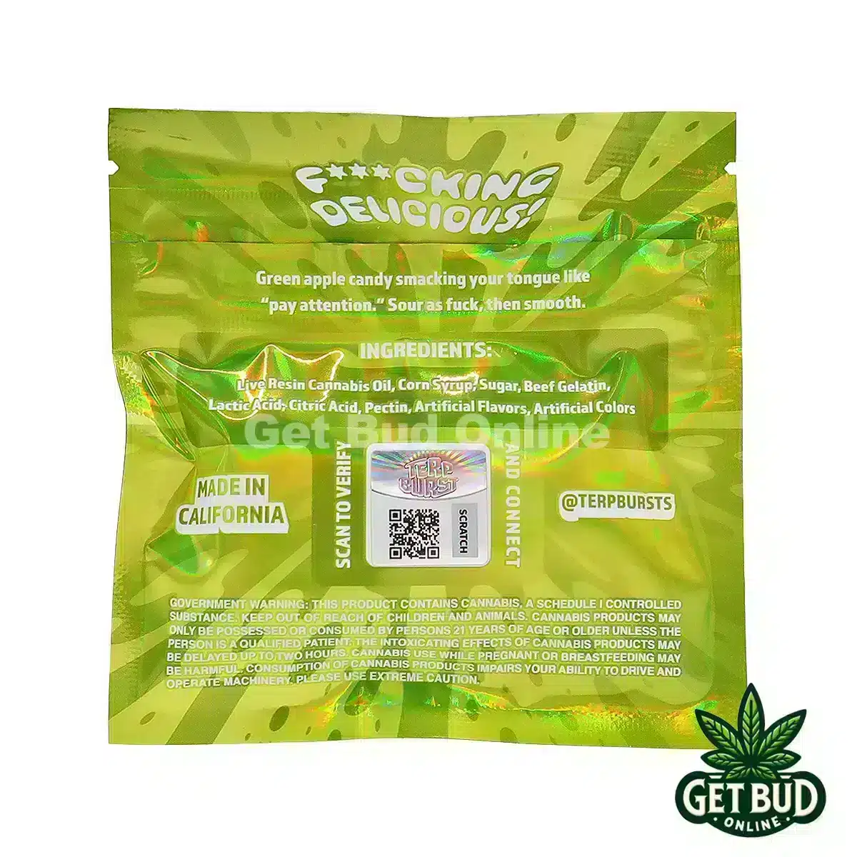 Terp Burst 800mg Liquid Diamond Infused Gummies - Sour Apple Shock