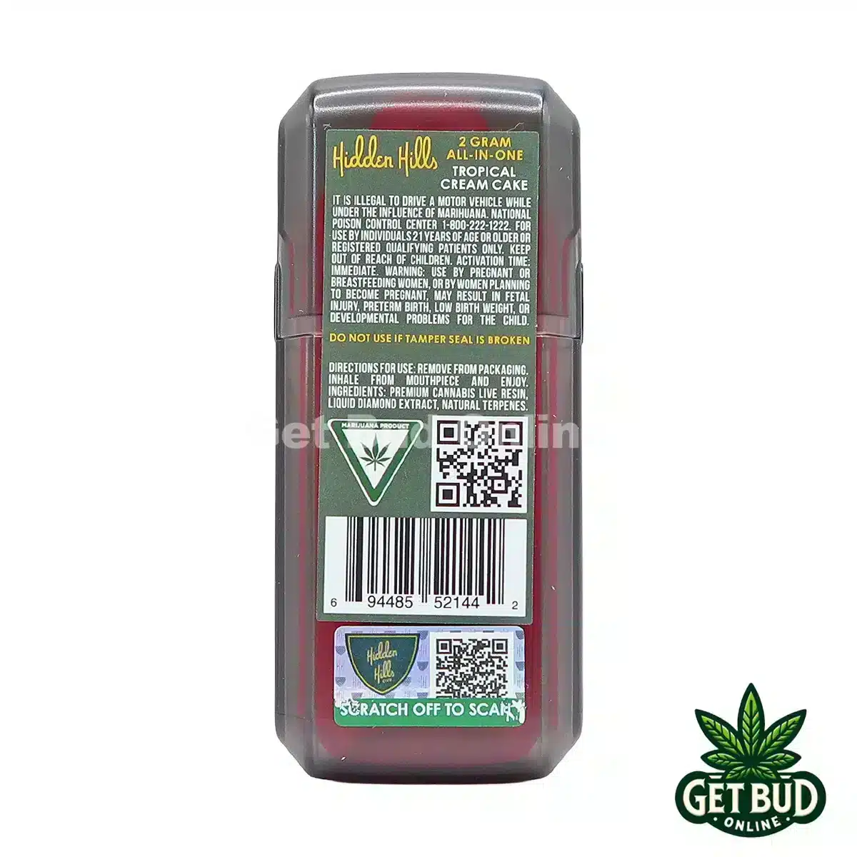 Hidden Hills 2g Disposable Vape - Tropical Cream Cake