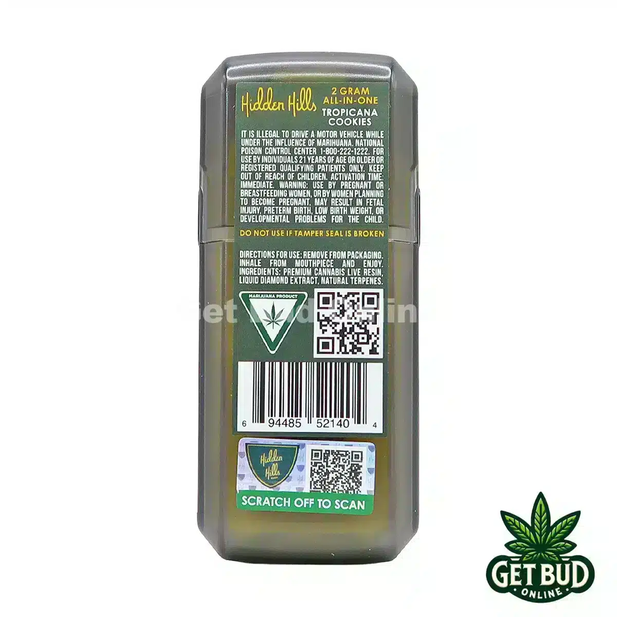 Hidden Hills 2g Disposable Vape - Tropicana Cookies