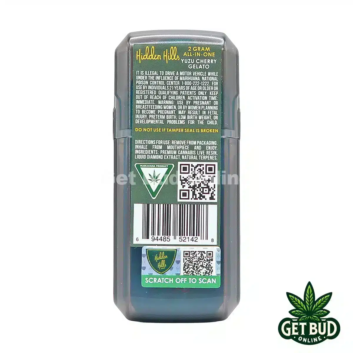 Hidden Hills 2g Disposable Vape - Yuzu Cherry Gelato