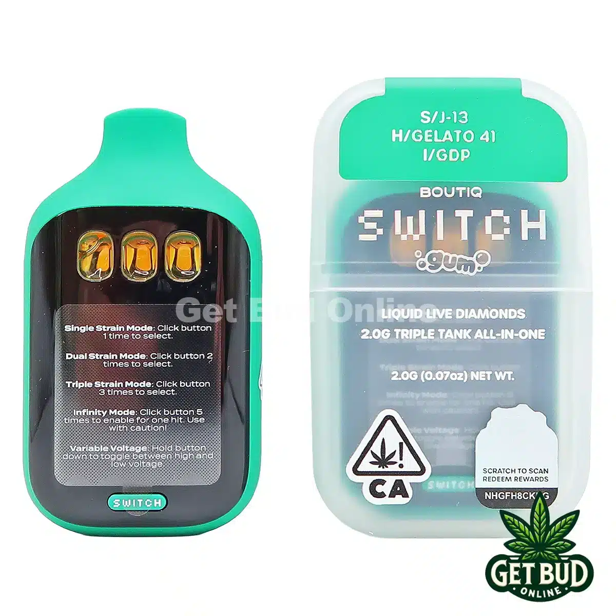 Boutiq Switch V5 2g Disposable Vape - J-13 + Gelato 41 + GDP