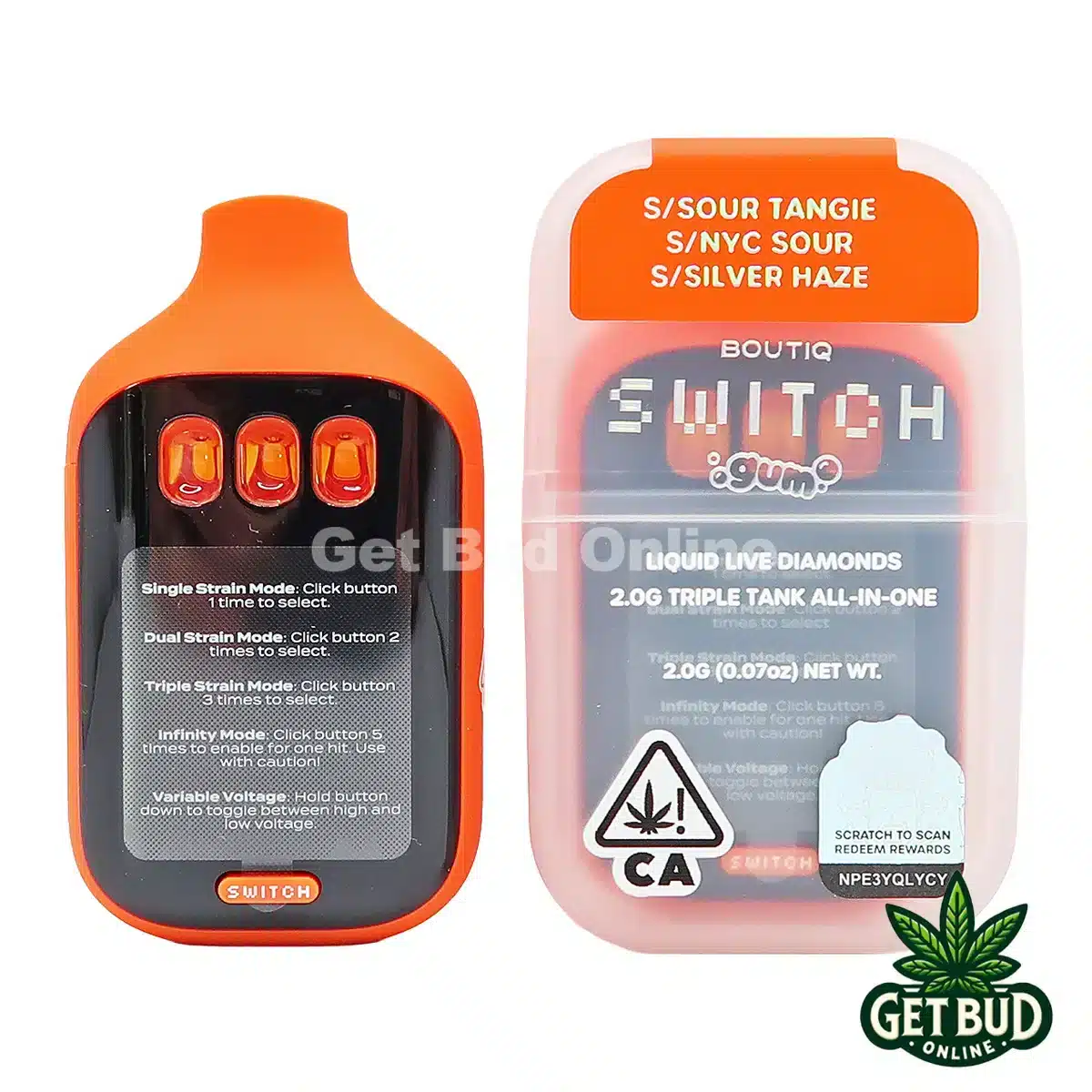 Boutiq Switch V5 2g Disposable Vape - Sour Tangie + NYC Sour + Silver Haze