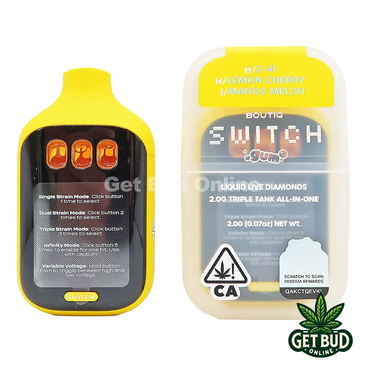 Boutiq Switch V5 2g Disposable Vape - Z-41 + Lemon Cherry + Mango Melon