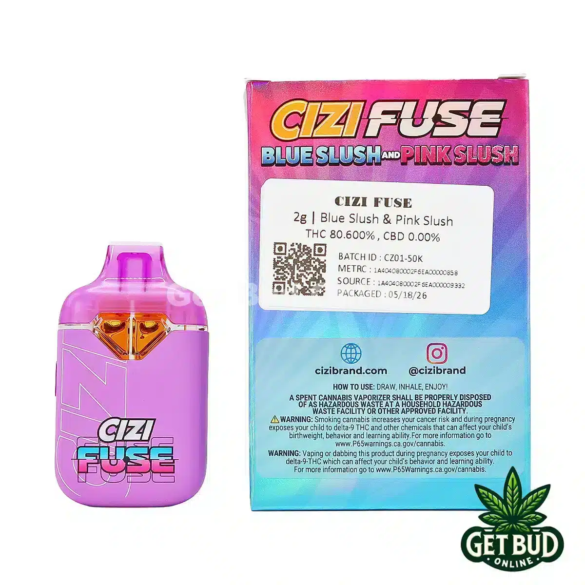Cizi Fuse 2g Disposable Vape - Blue Slush + Pink Slush