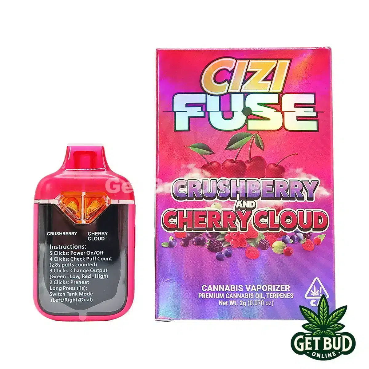 Cizi Fuse 2g Disposable Vape - Crushberry + Cherry Cloud