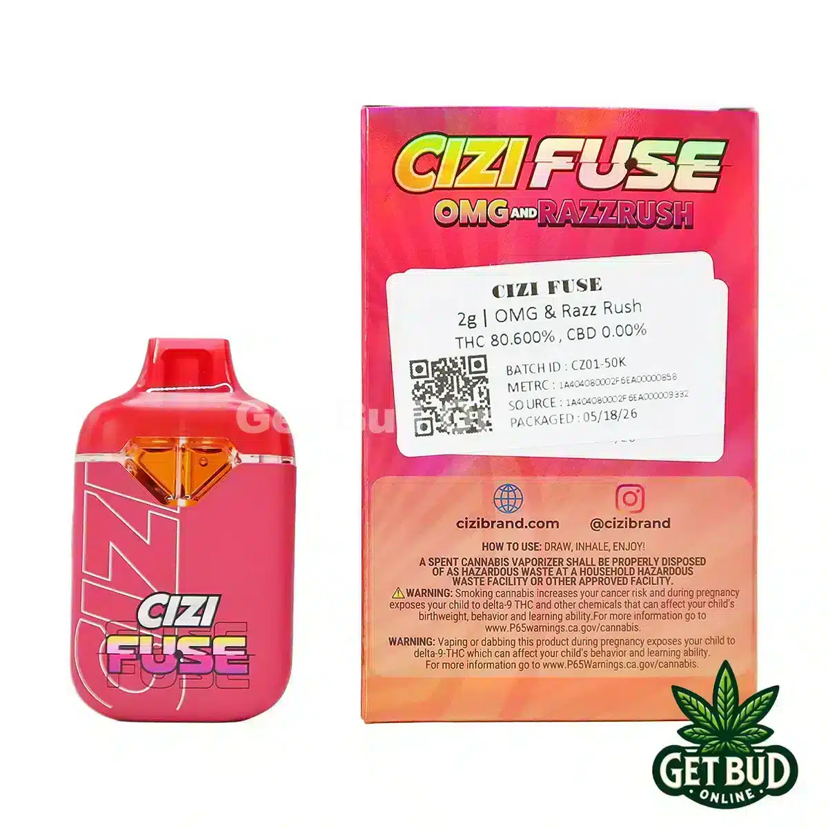 Cizi Fuse 2g Disposable Vape - OMG + Razzrush