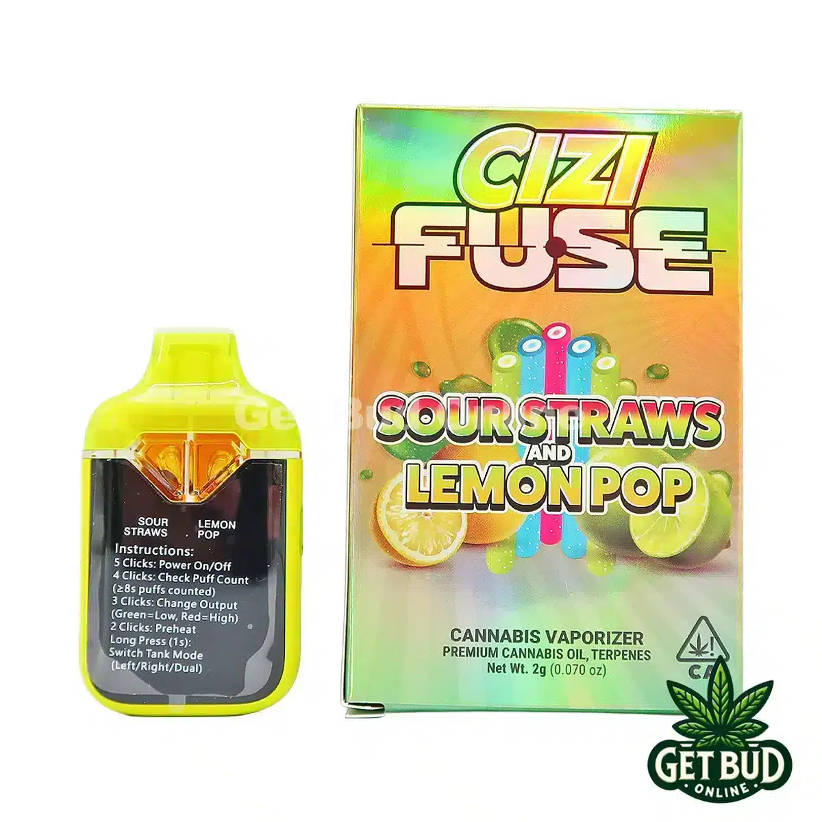 Cizi Fuse 2g Disposable Vape - Sour Straws + Lemon Pop