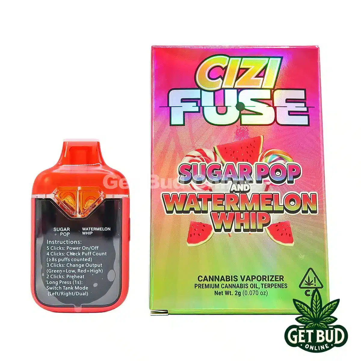 Cizi Fuse 2g Disposable Vape - Sugar Pop + Watermelon Whip