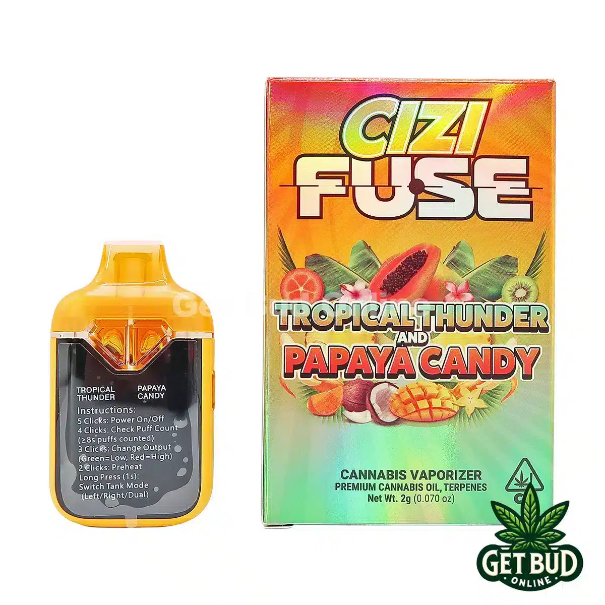 Cizi Fuse 2g Disposable Vape - Tropical Thunder + Papaya Candy