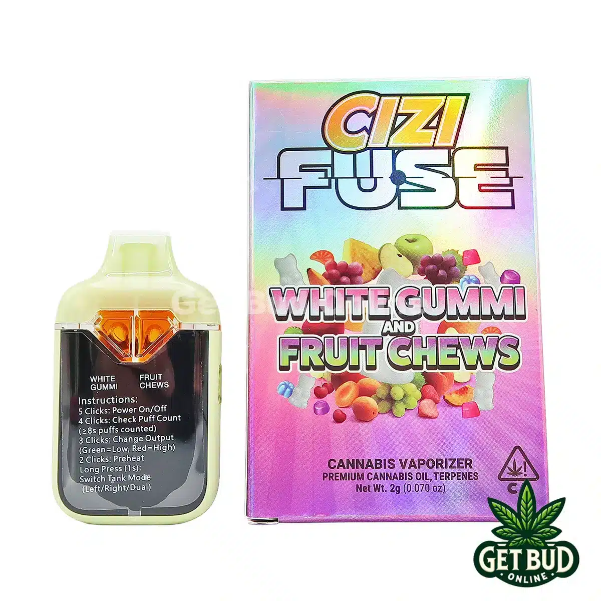 Cizi Fuse 2g Disposable Vape - White Gummie + Fruit Chewz