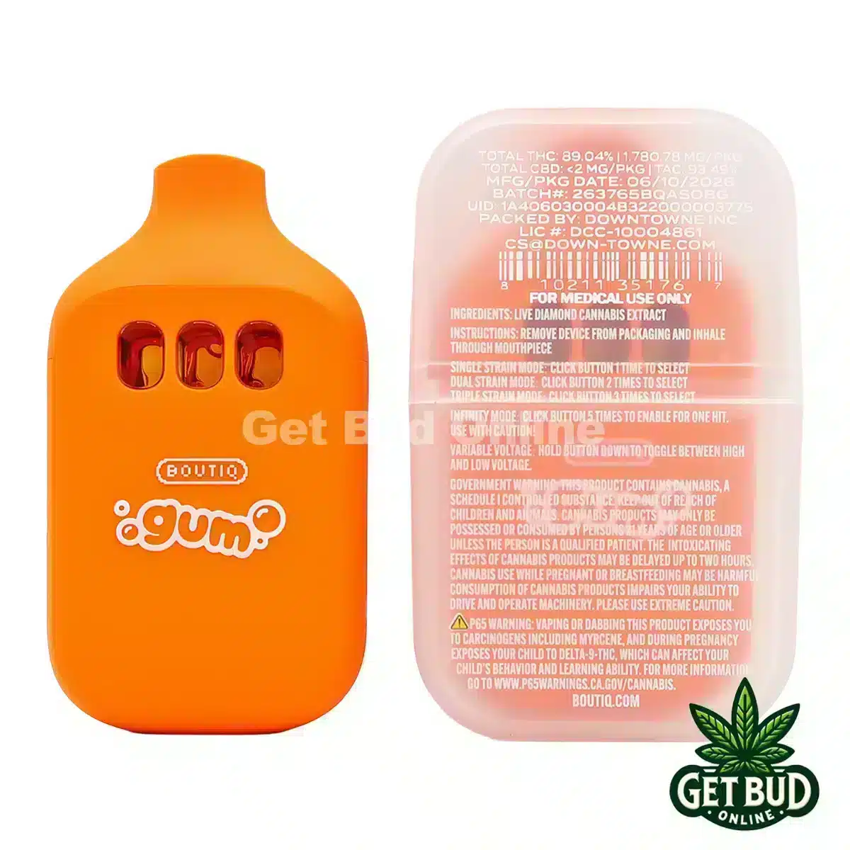 Boutiq Switch V5 2g Disposable Vape - Orange Slush + Biscotti + Guava Gelato
