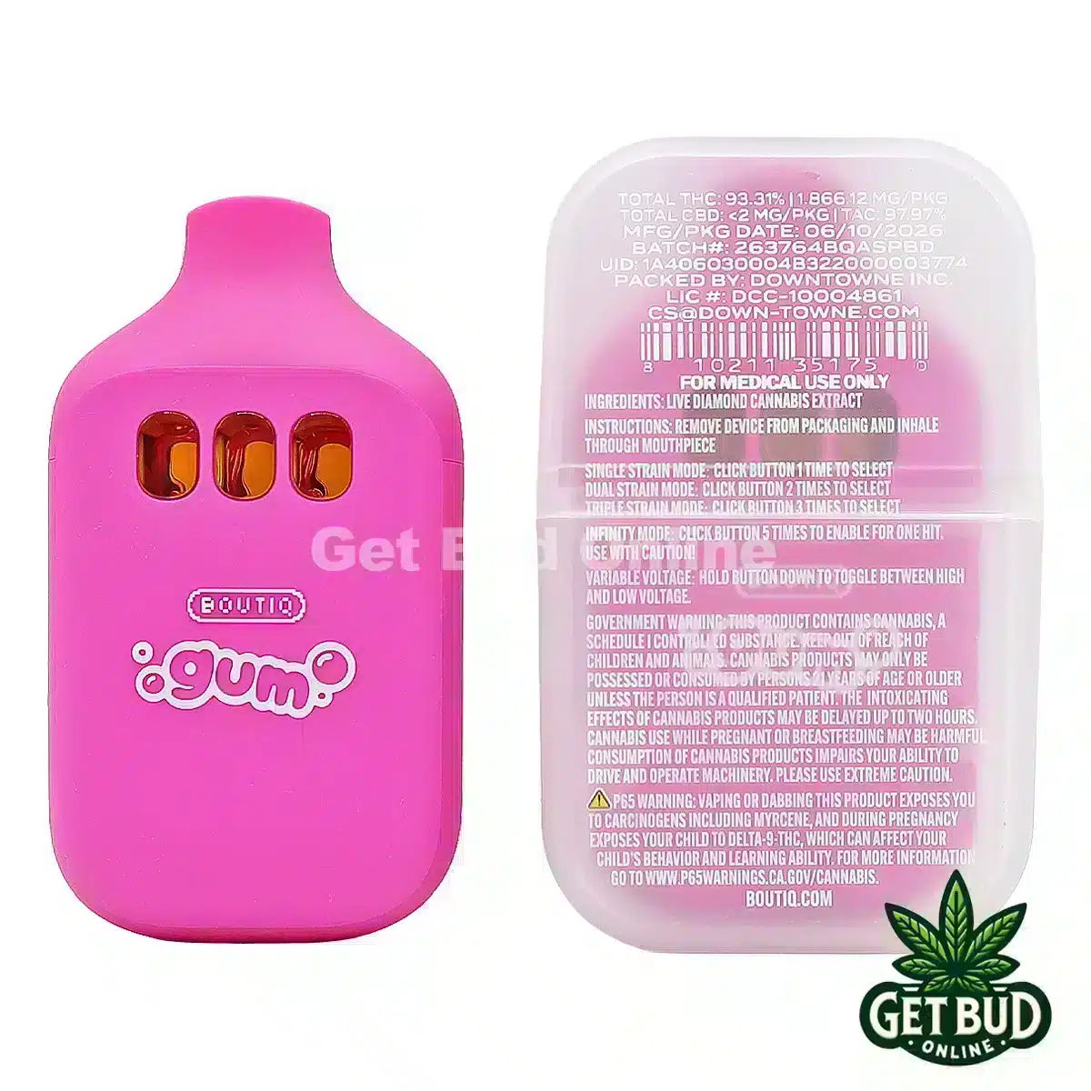 Boutiq Switch V5 2g Disposable Vape - Pink Haze + Blue Diesel + Tangie Haze