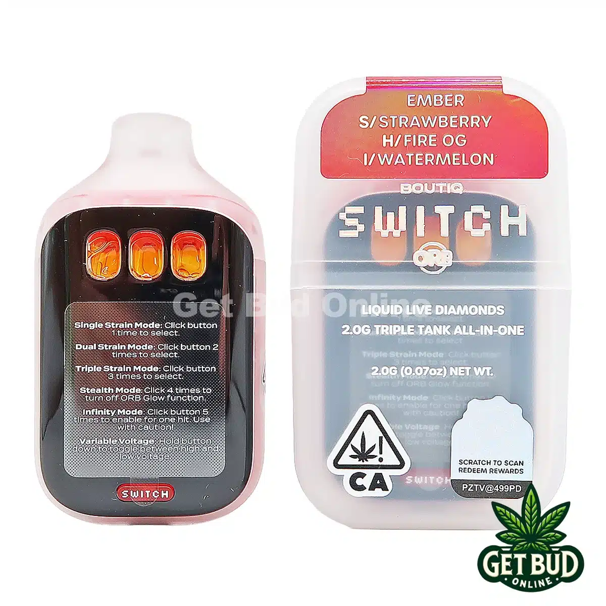 Boutiq Switch V5 2g Disposable Vape - Strawberry + Fire OG + Watermelon