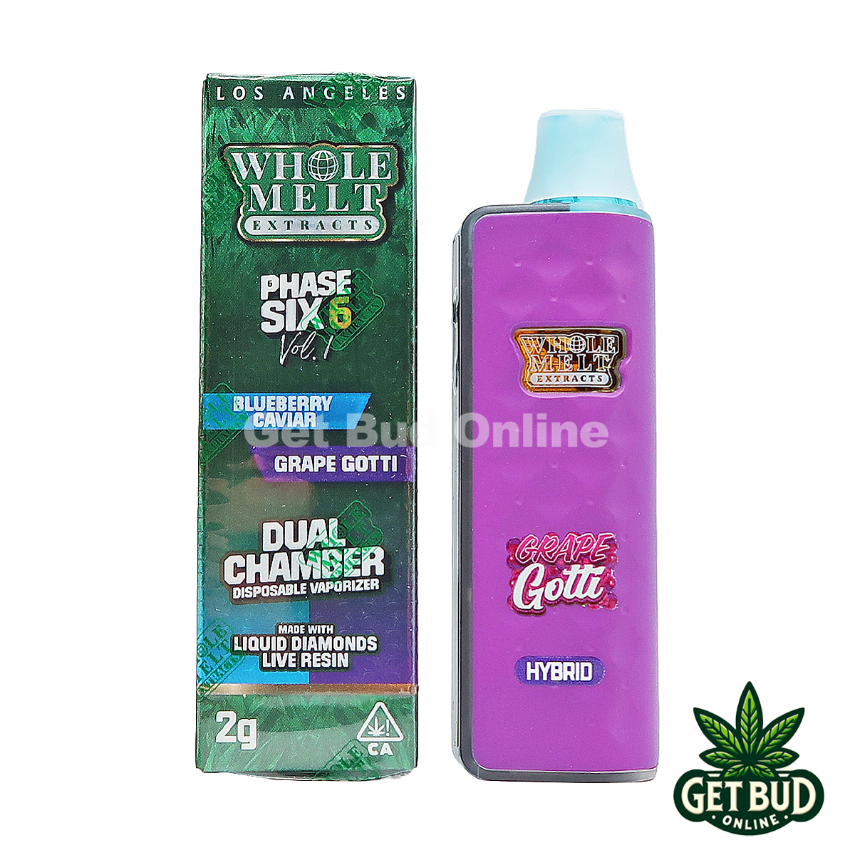 Whole Melts 2g Liquid Diamonds Live Resin Disposable Vape - Blueberry Caviar + Grape Gotti