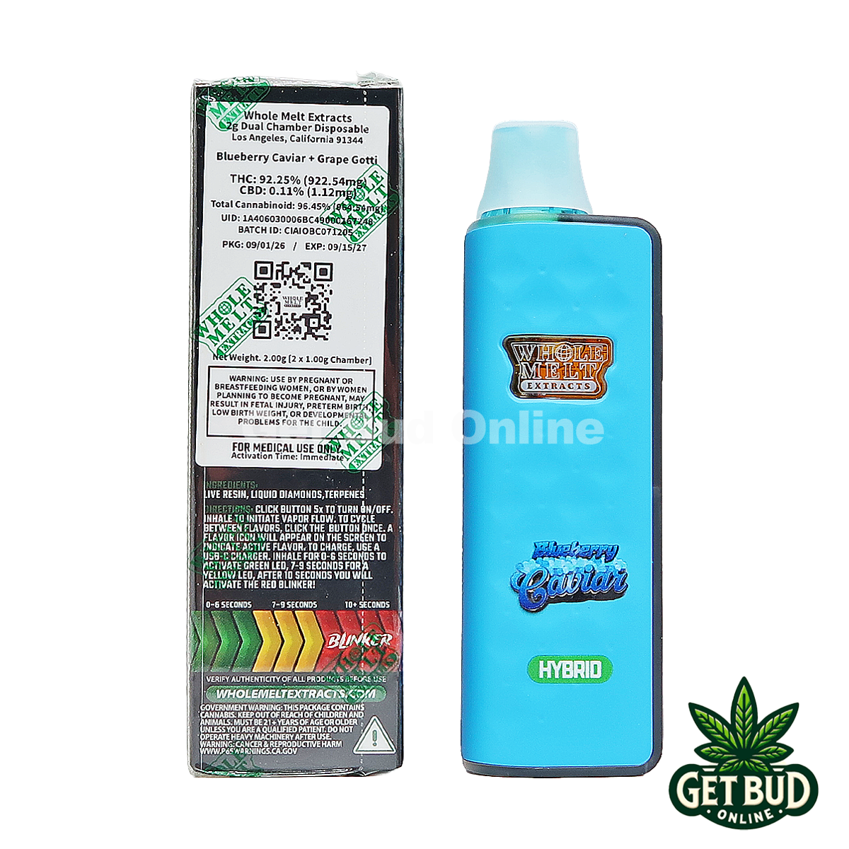 Whole Melts 2g Liquid Diamonds Live Resin Disposable Vape - Blueberry Caviar + Grape Gotti
