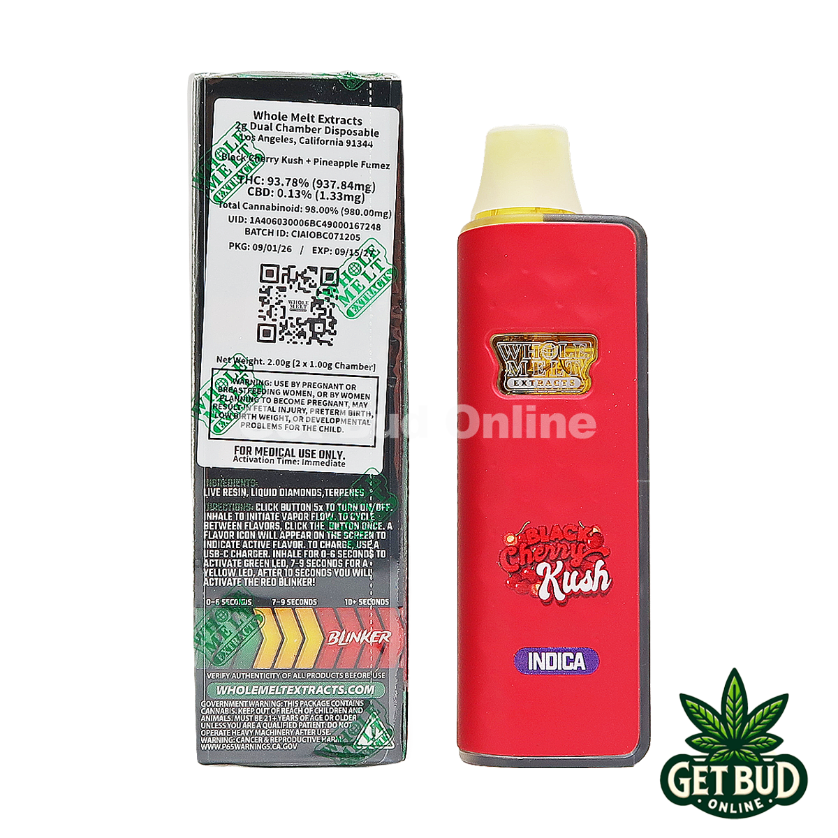 Whole Melts 2g Liquid Diamonds Live Resin Disposable Vape - Black Cherry Kush + Pineapple Fumez